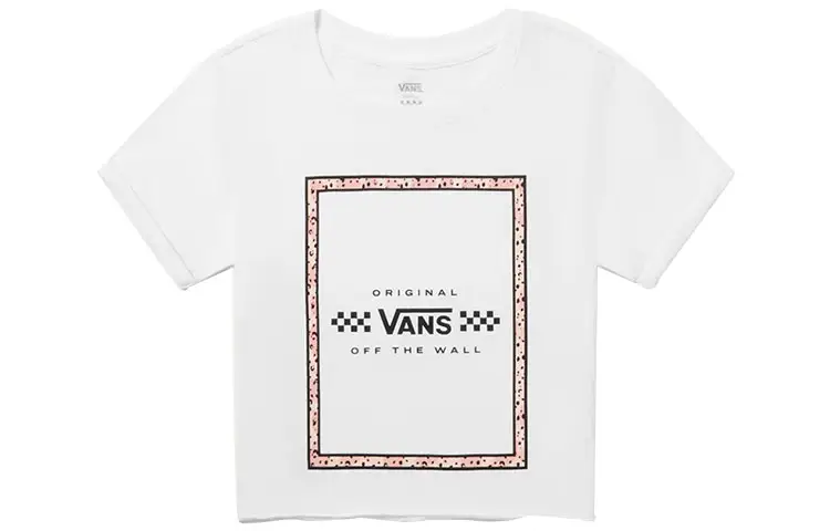 Vans Biały Oversize T Shirts Women's White Crew Neck Moderate Straight Fit