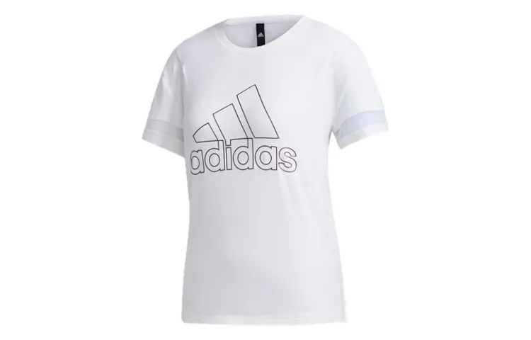 Adidas T-Shirts Women's White Crew Neck Moderate Straight Fit