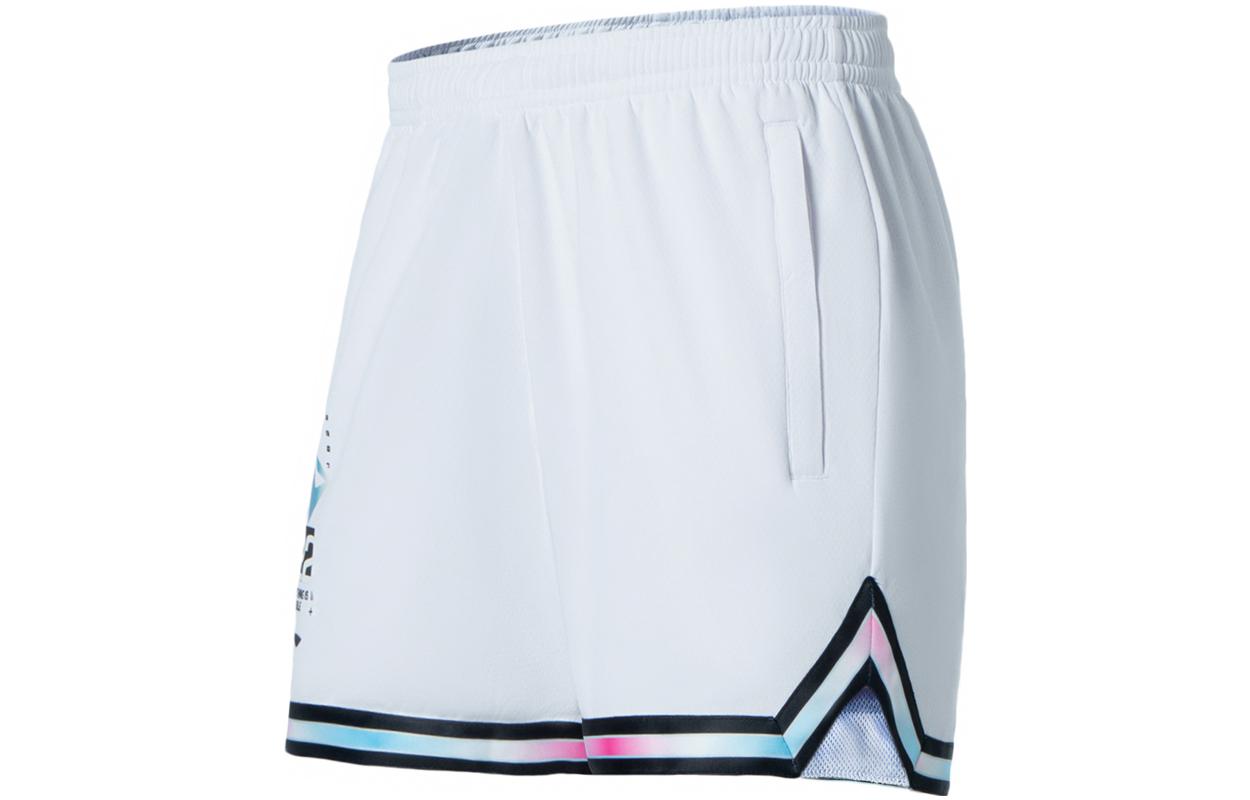 Li Ning Sports Basketball Collection Basketball Shorts Men’s White Moderate Straight Fit Pants