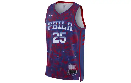 Nike NBA Swingman Fan Edition 76ers Simmons No. 25 Digital letter printed basketball vest men's purple