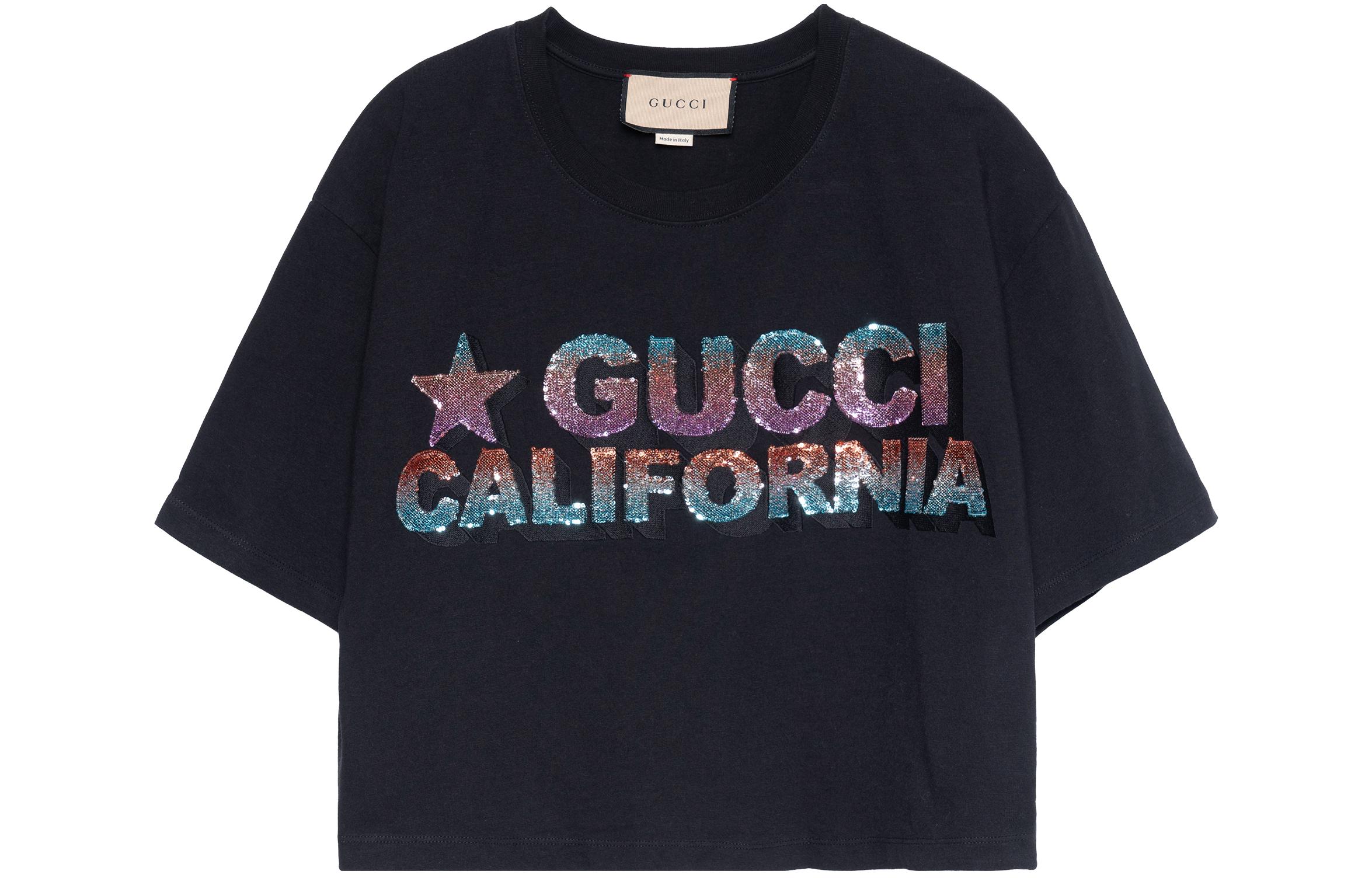 Женская футболка Gucci (черная)
