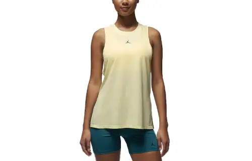 Jordan Sport Tank Tops Women's Yellow Crew Neck Moderate Straight Fit