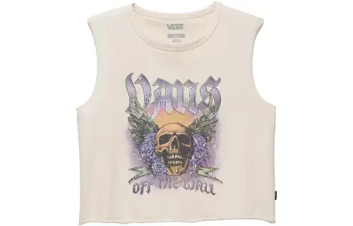 Vans Tank Tops Women's White Crew Neck Moderate Straight Fit