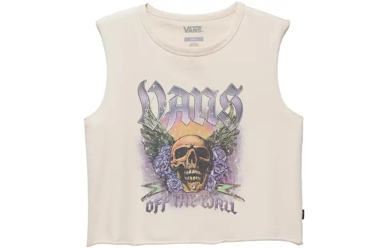 Vans Tank Tops Women's White Crew Neck Moderate Straight Fit