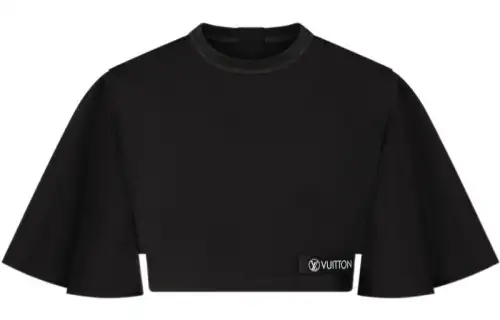 LOUIS VUITTON New Quarterly Products Of LV Crop Tops Women's Black Crew Neck Moderate