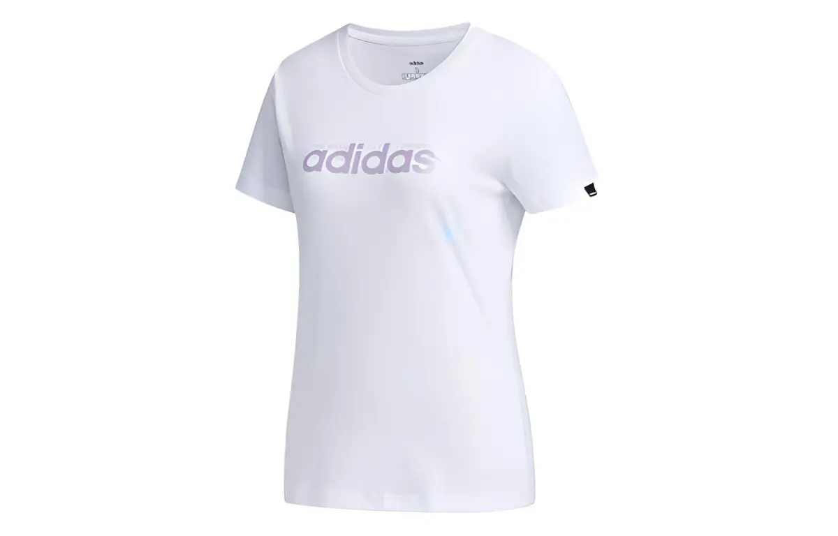 Adidas T-Shirts Women's White Crew Neck Moderate Straight Fit