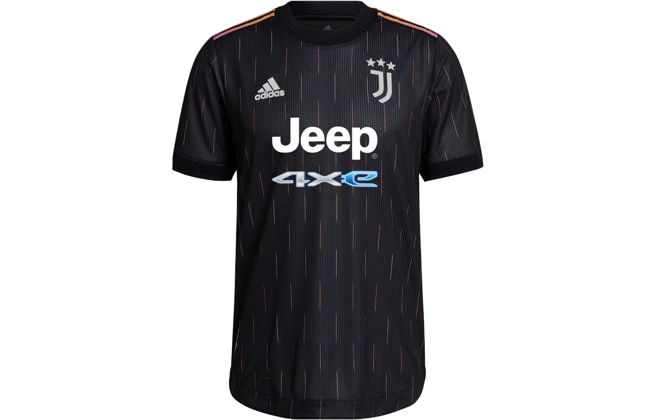 Adidas, sports black football uniform with a round collar, with your logo imprint