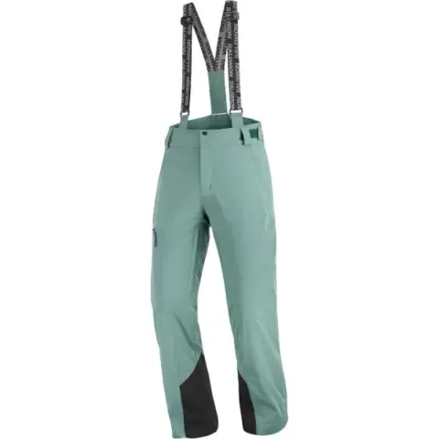 SALOMON Ski Pants Men's Green Straight Fit