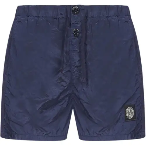 Stone Island Compass-patch crinkled swim shorts