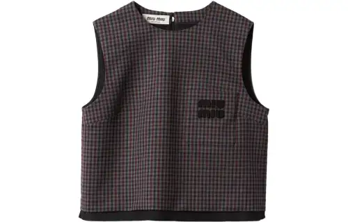 MIU MIU Tank Tops Women's Dark Gray Crew Neck Moderate Straight Fit