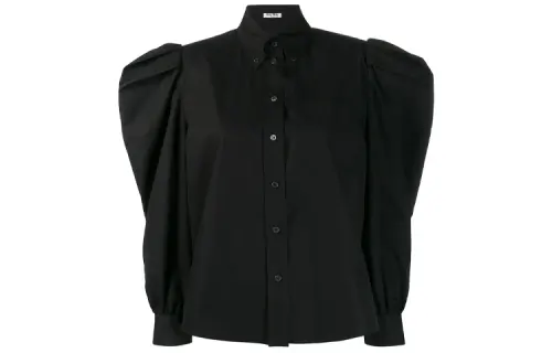 MIU MIU Crop Tops Women's Black Lapel Moderate