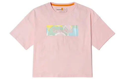 Timberland T Shirts Women's Light Pink Crew Neck Moderate