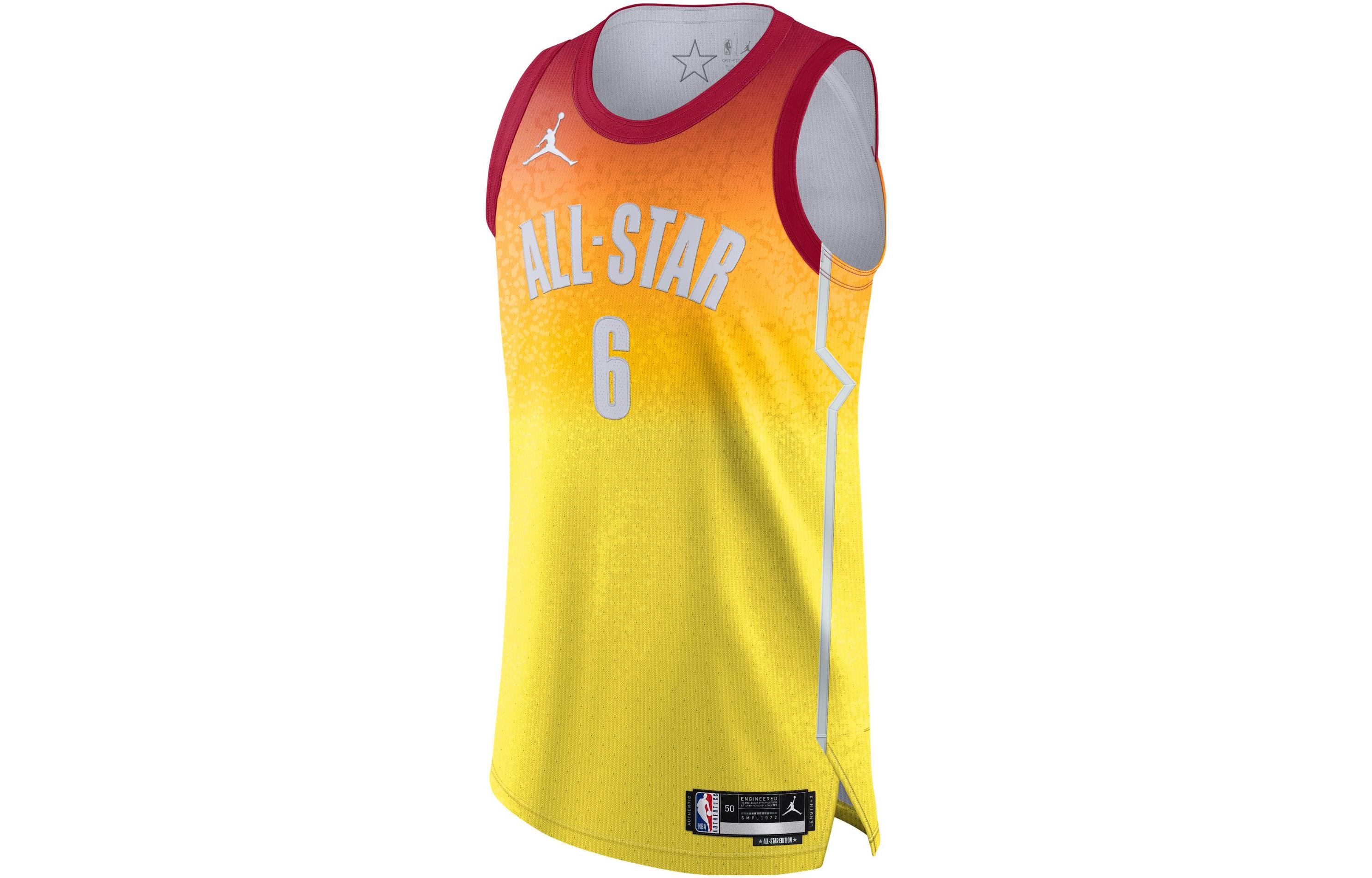 Jordan DRI-FIT NBA AU Player Edition 2023 All-Star LeBron James No. 6 Printed Color Matching Sports Quick-Drying Breathable Slit American Basketball Vest Men's Carmine Red