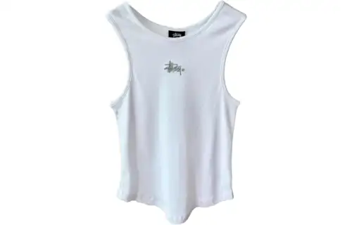 Stussy Tank Tops Women's White Crew Neck Moderate Straight Fit