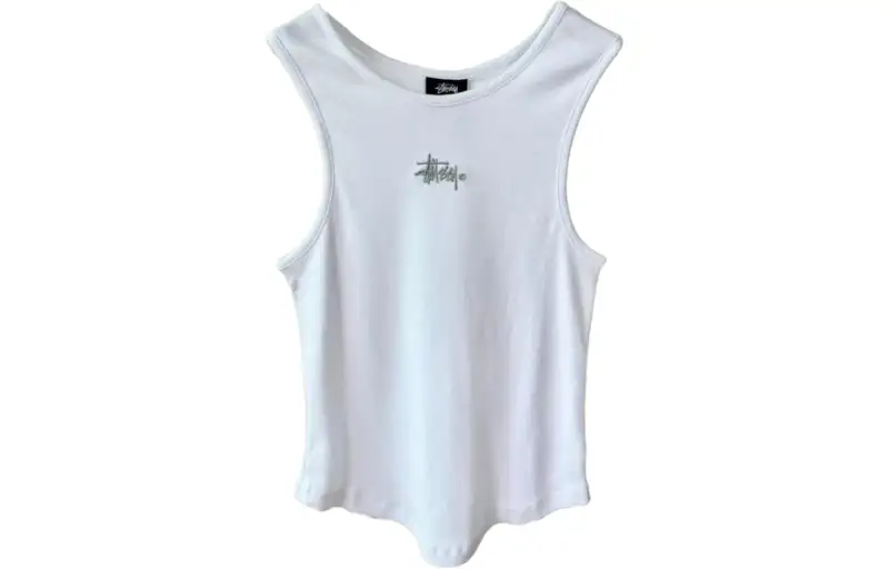 Stussy Tank Tops Women's White Crew Neck Moderate Straight Fit