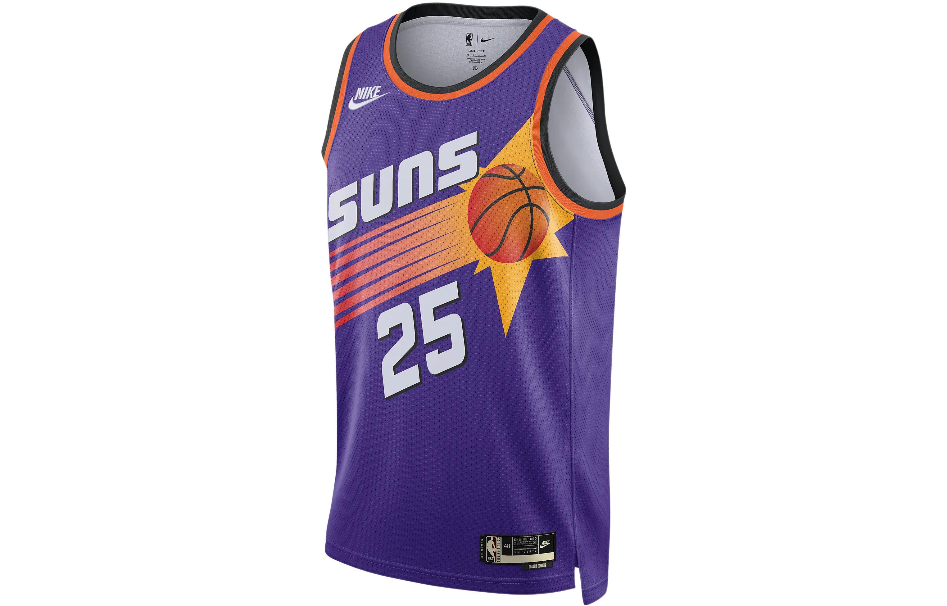 Nike NBA team printed quick-drying breathable sleeveless jersey vest SW fan version 22-23 season Retro limited jersey Suns Bridges No. 25 Men and women Purple