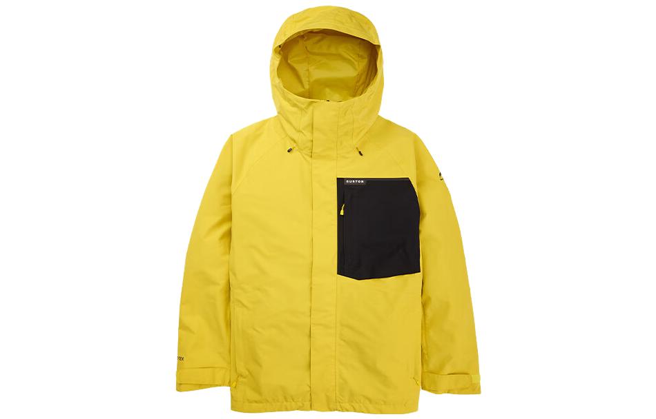 BURTON POWLINE GORE-TEX color-blocked Gore-Tex hooded warm, waterproof, windproof and breathable ski jacket, men's yellow
