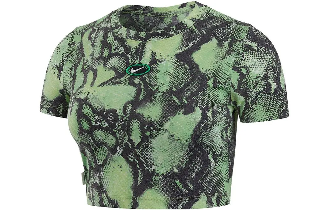 Nike Crop Tops Women's Green Crew Neck Moderate