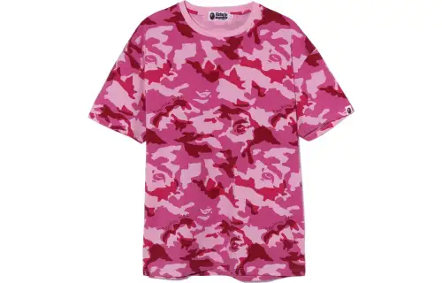 A BATHING APE T Shirts Women's Pink Crew Neck Moderate Straight Fit