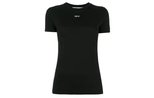 OFF WHITE T Shirts Women's Black Crew Neck Moderate Straight Fit