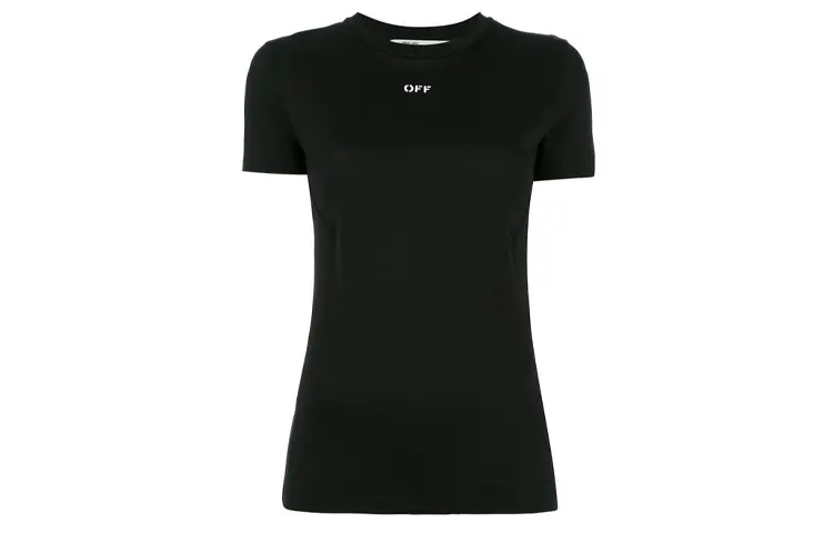 OFF WHITE T Shirts Women's Black Crew Neck Moderate Straight Fit
