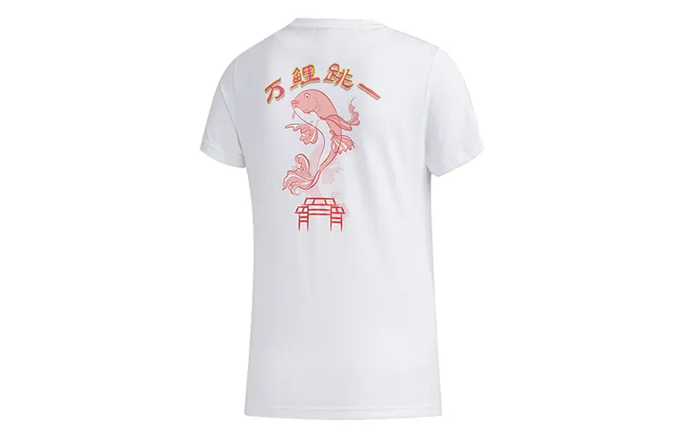 Adidas T-Shirts Women's White Crew Neck Moderate Straight Fit