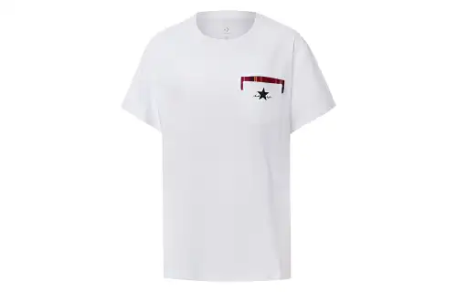 Converse T Shirts Women's White Crew Neck Moderate Straight Fit