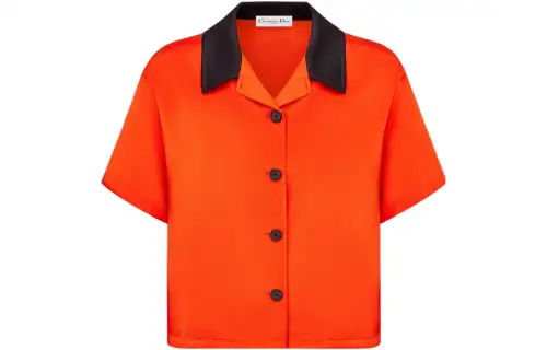 DIOR Quarterly New Products Crop Tops Women's Orange Lapel Moderate