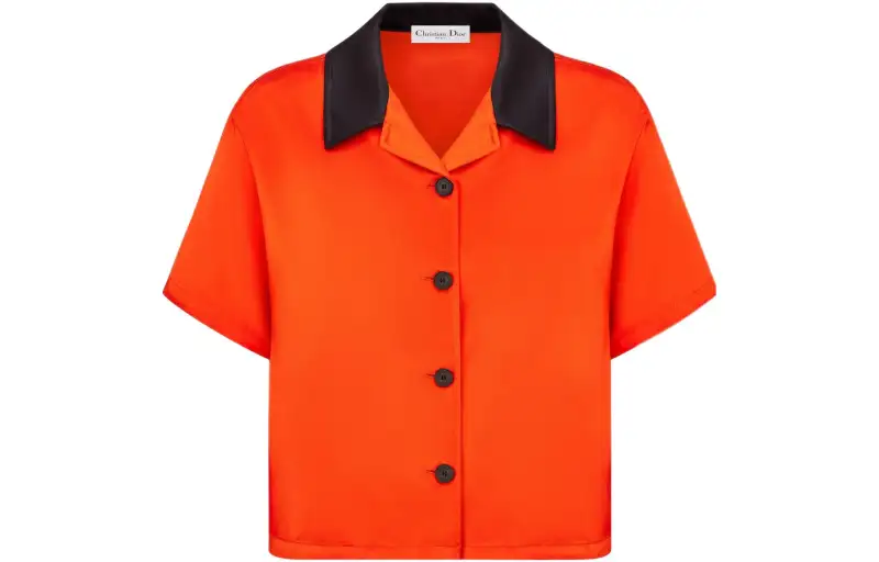 DIOR Quarterly New Products Crop Tops Women's Orange Lapel Moderate