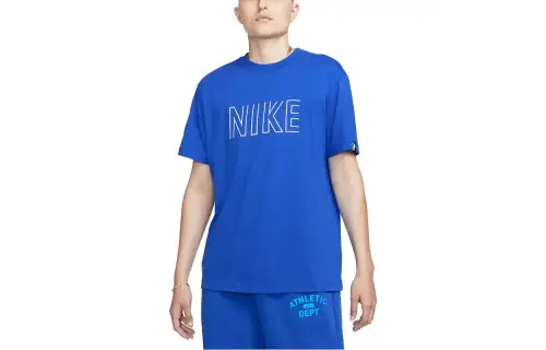 Nike T Shirts Women's Blue Crew Neck Moderate Straight Fit