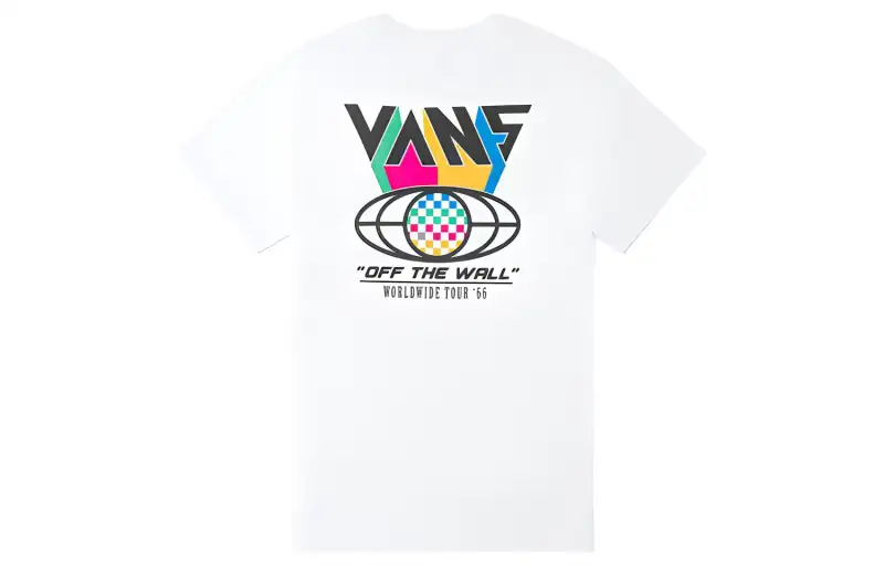 Vans T Shirts Women's White Crew Neck Moderate Straight Fit