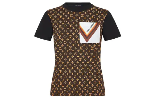 LOUIS VUITTON New Quarterly Products Of LV T Shirts Women's Black Crew Neck Moderate Straight Fit