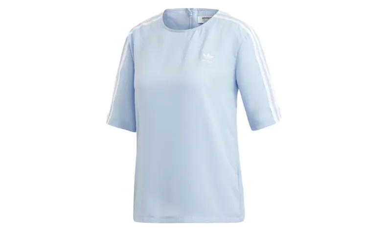 Adidas Originals 3 Stripes T Shirt Women's Light Blue