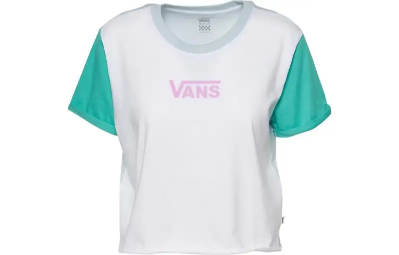 Vans T Shirts Women's White Crew Neck Moderate Straight Fit