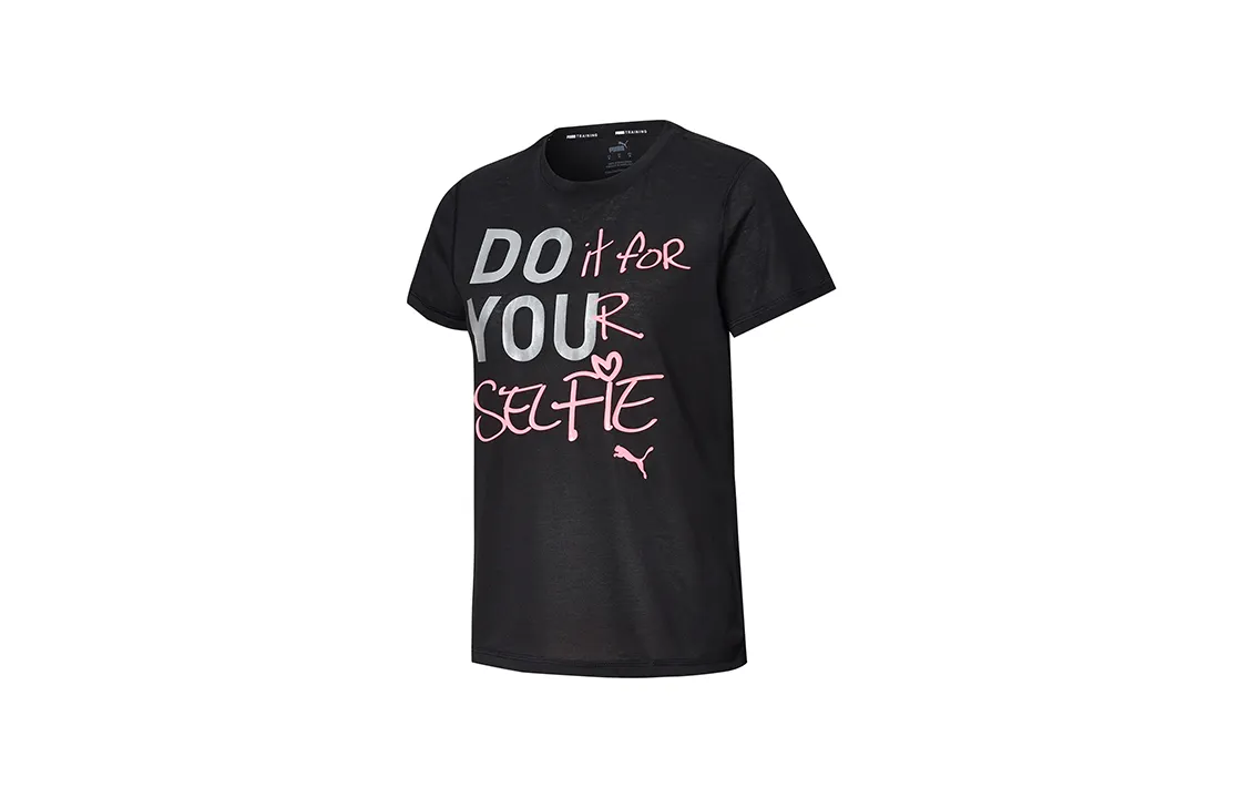 PUMA T-Shirts Women's Black Crew Neck Moderate Straight Fit