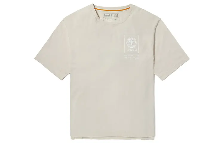 Timberland Crop Tops Women's White Sand Crew Neck Moderate