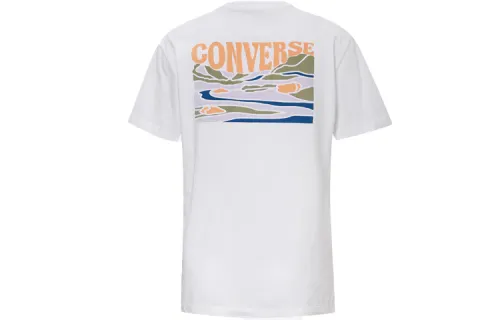 Converse T Shirts Women's White Crew Neck Moderate Straight Fit