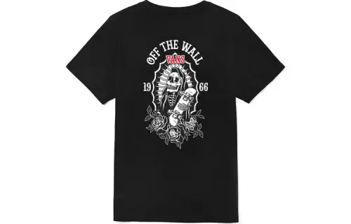 Vans T Shirts Women's Black Crew Neck Moderate Straight Fit