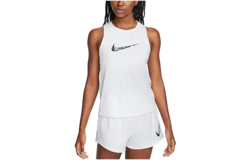 Nike Tank Tops Women's White Crew Neck Moderate Straight Fit