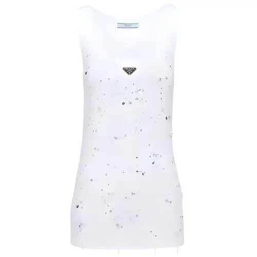 PRADA Tank Tops Women's White Crew Neck Moderate Other