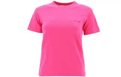 Balenciaga T Shirts Women's Pink Crew Neck Moderate Straight Fit