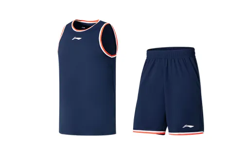 Li Ning, basketball breathable quick dry blue set for training, men's style