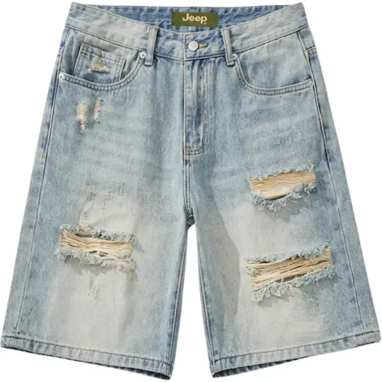Jeep Fashion Sports Collection Denim Shorts Unisex Light Blue