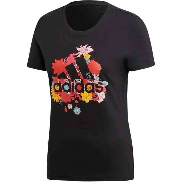 Adidas T-Shirts Women's Black Crew Neck Moderate Nipped-in Waist
