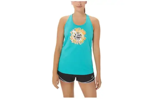 ASICS Around THE SUN Tank Tops Women's Blue Crew Neck Moderate Halter Neck