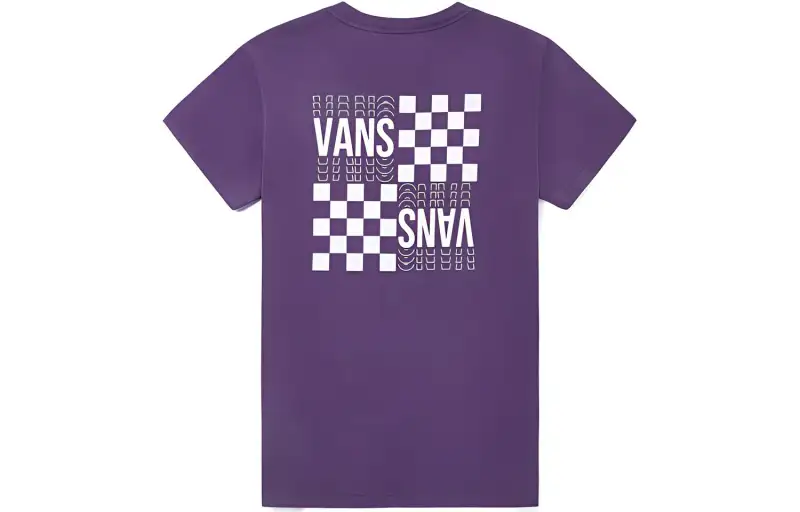 Vans T Shirts Women's Purple Crew Neck Moderate Straight Fit