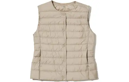 UNIQLO Tank Tops Women's Khaki Crew Neck Moderate Straight Fit