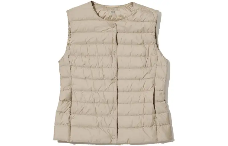 UNIQLO Tank Tops Women's Khaki Crew Neck Moderate Straight Fit