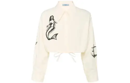 PRADA Shirts Women's Yellow Pointed Collar Moderate