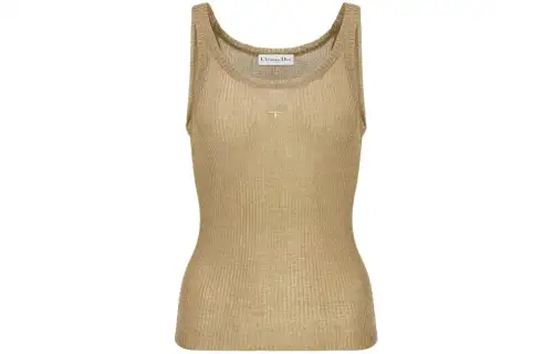 DIOR Tank Tops Women's Yellow Crew Neck Moderate Other